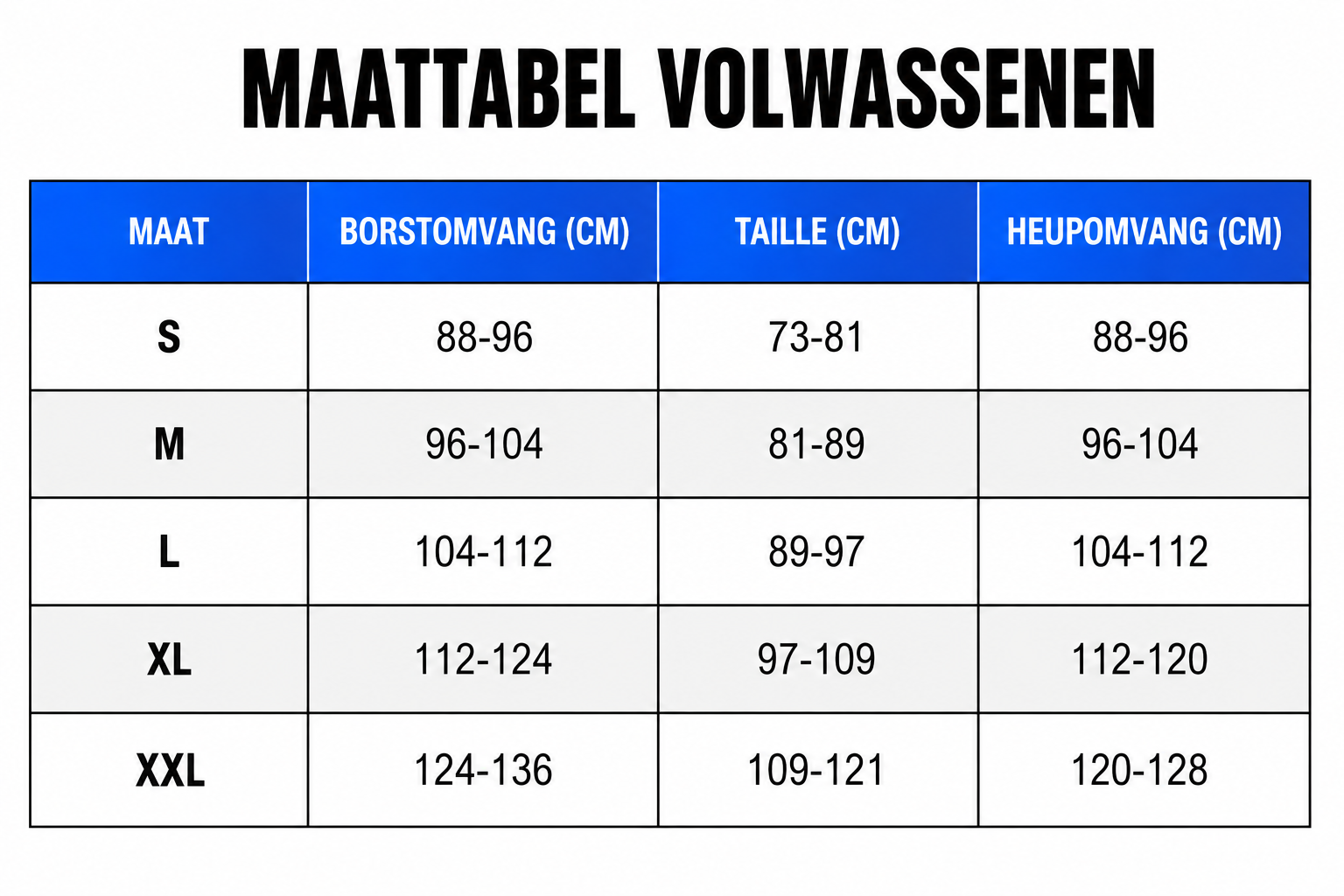 Maattabel enfants